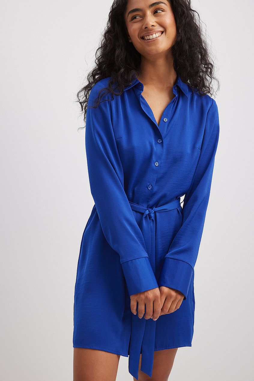 Satin Shirt Mini Dress