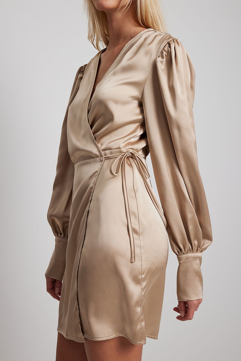 Satin Wrap Mini Dress