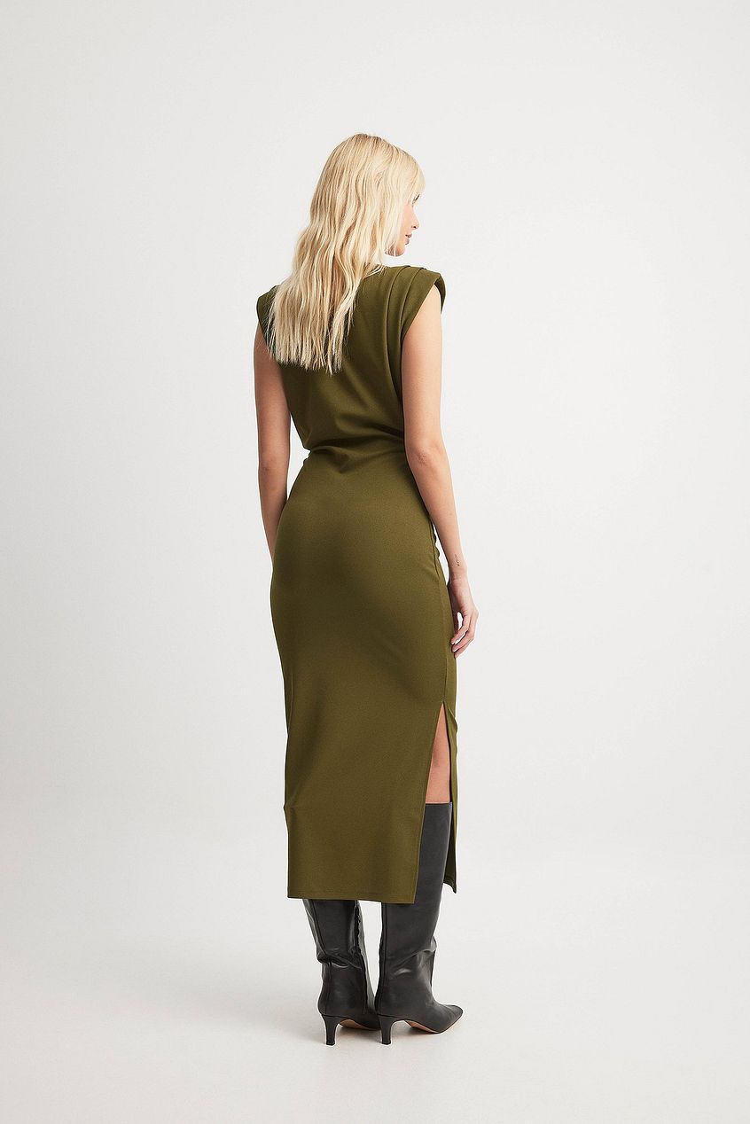 Sharp Shoulder Midi Dress