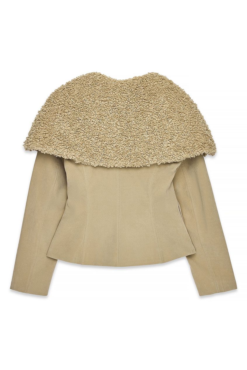 Na-kd Shearling Collar Faux Suede Jacket