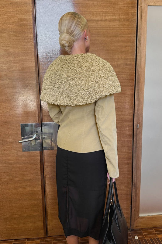 Na-kd Shearling Collar Faux Suede Jacket