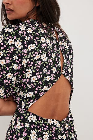 Short Sleeve Open Back Mini Dress Flower