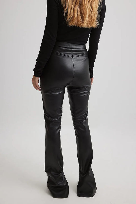 Side Slit PU Leggings