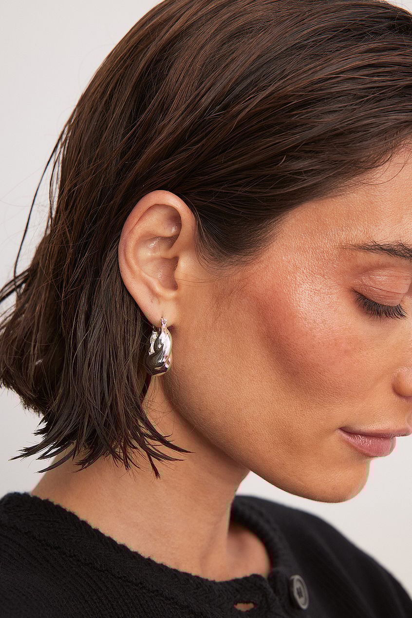 Silver Plated Twisted Chubby Hoops