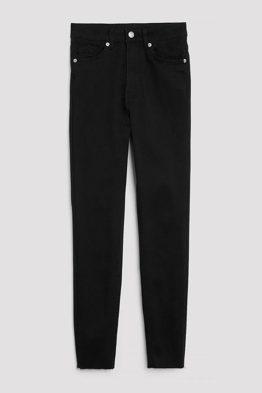 Skinny High Waist Raw Hem Jeans