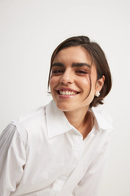 Small Cluster Pearl Earrings White