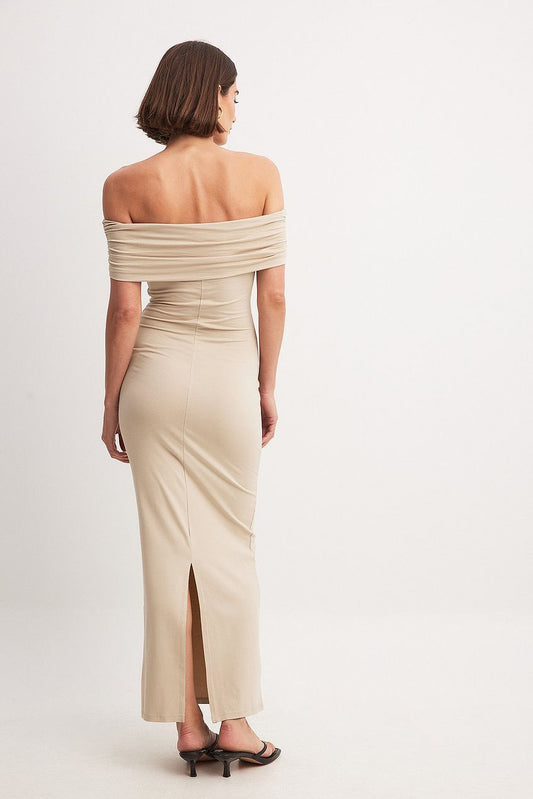 Na-kd Soft Line Off Shoulder Maxi Dress