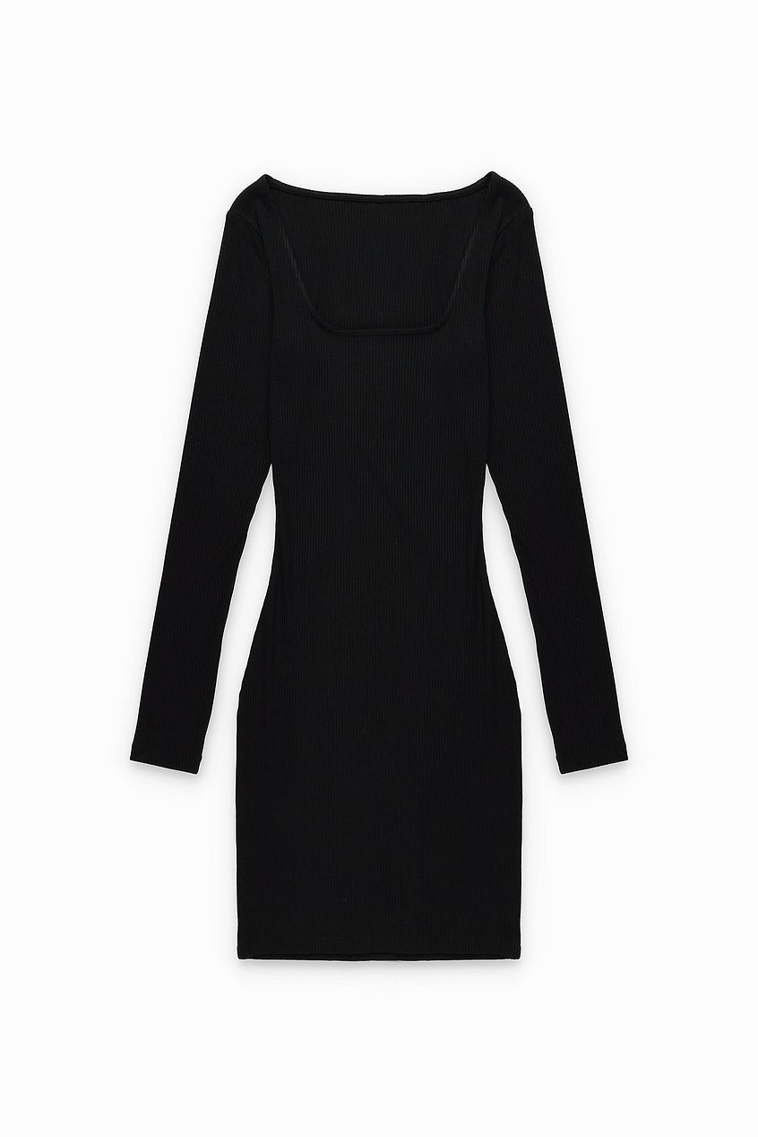 Square Neck Rib Mini Dress
