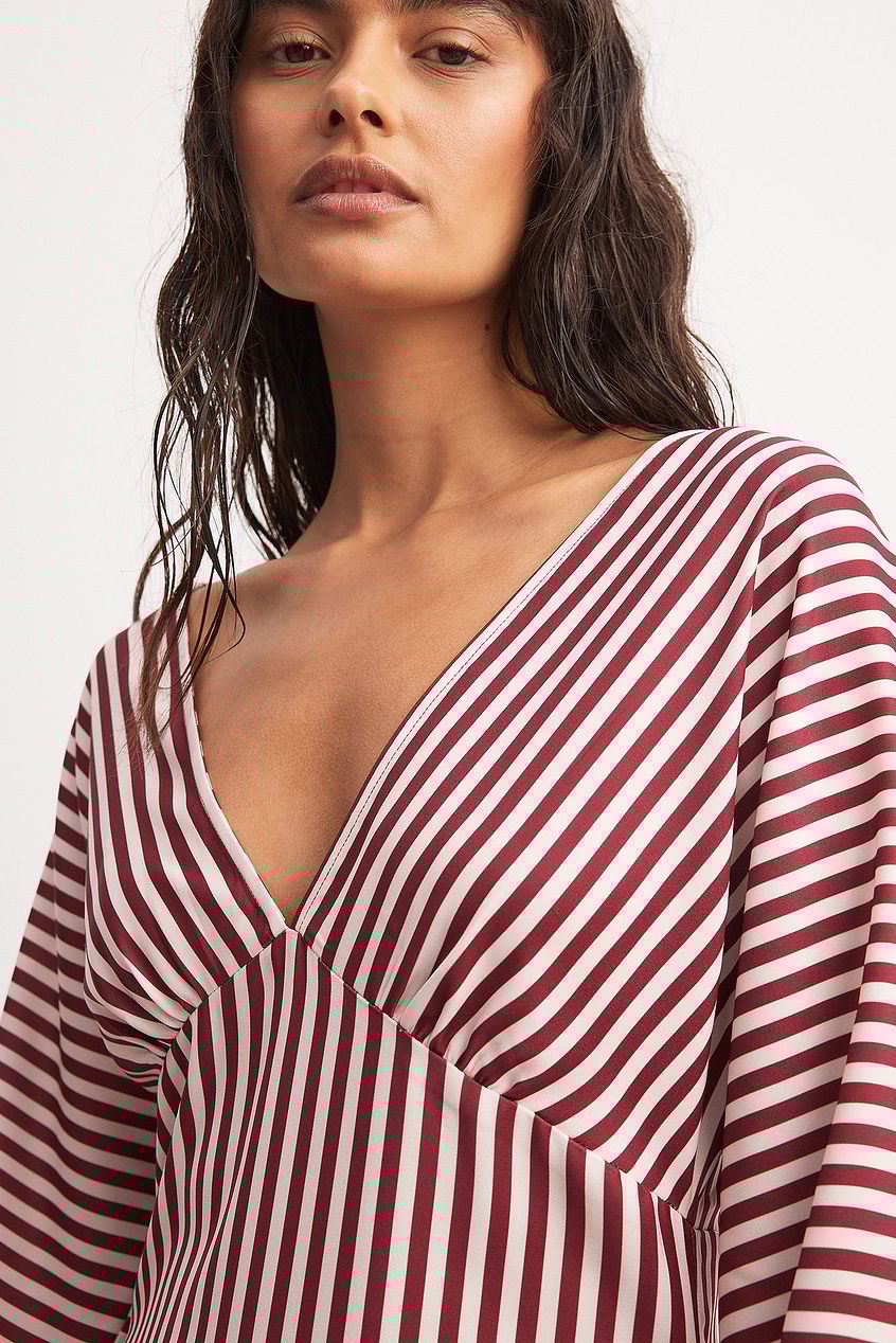 Striped Balloon Sleeve Maxi Dress