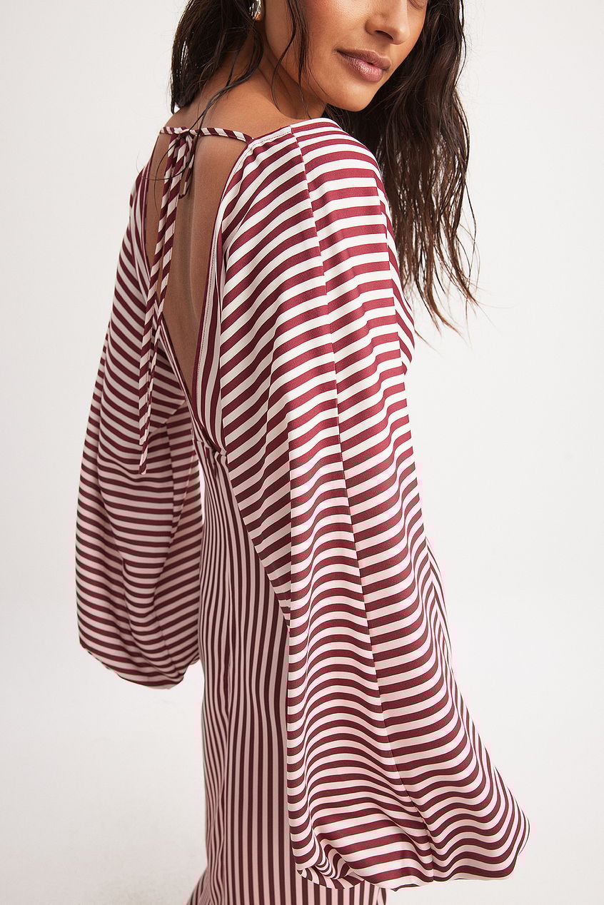 Striped Balloon Sleeve Maxi Dress