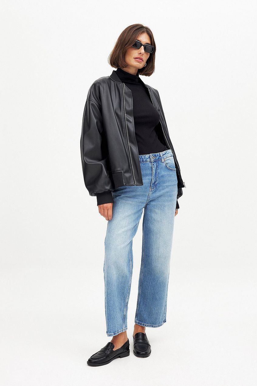 Straight High Waist Cropped Jeans