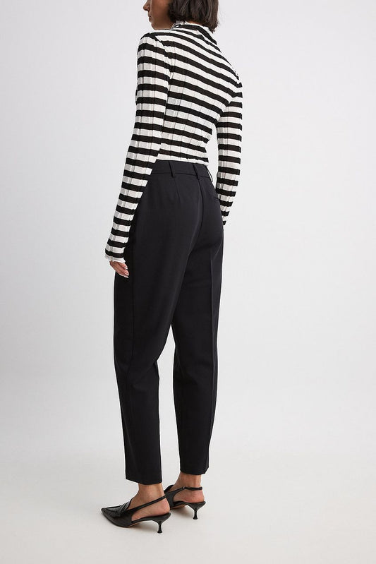 Straight High Waist Cropped Suit Pants