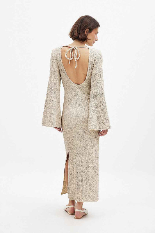 Na-kd Structured Open Back Midi Dress