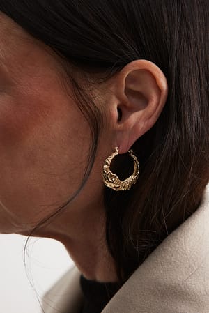 Textured Hoop Earrings Gold