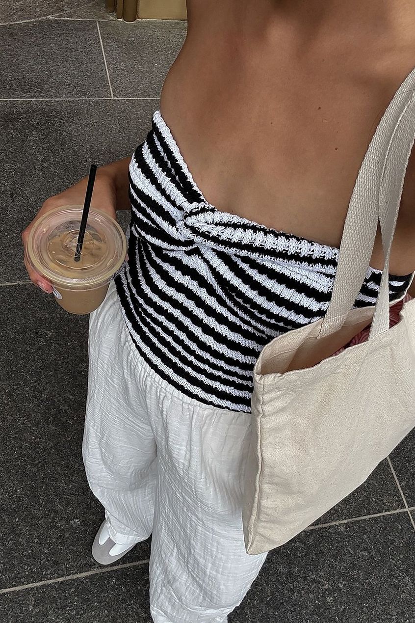Striped Twist Detailed Tube Top