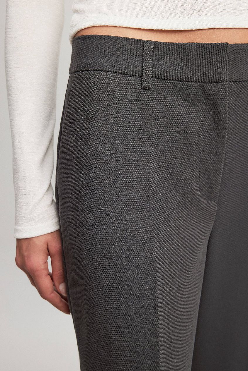 Straight Mid Waist Fold Up Pants