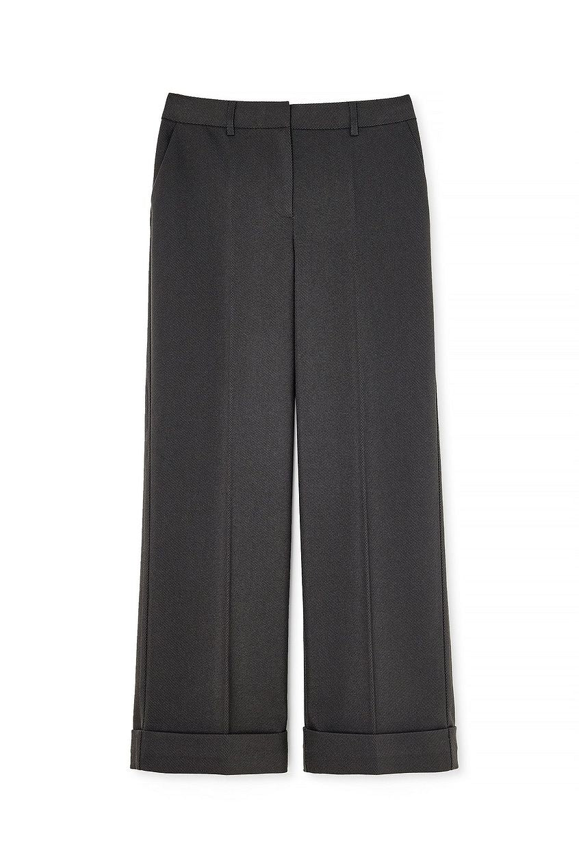 Straight Mid Waist Fold Up Pants