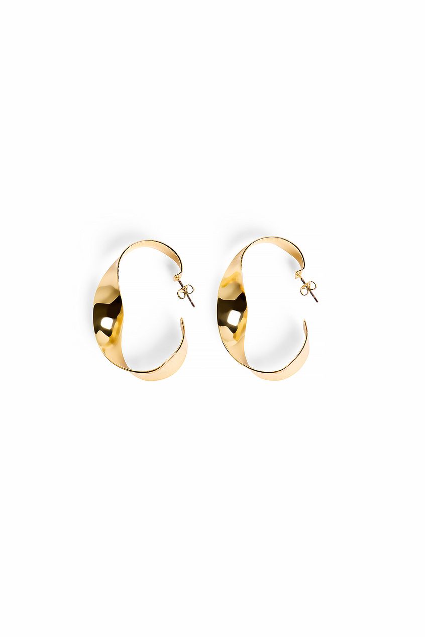 Gold Plated Twisted Hoops Earrings