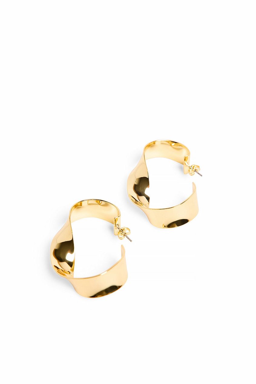 Gold Plated Twisted Hoops Earrings