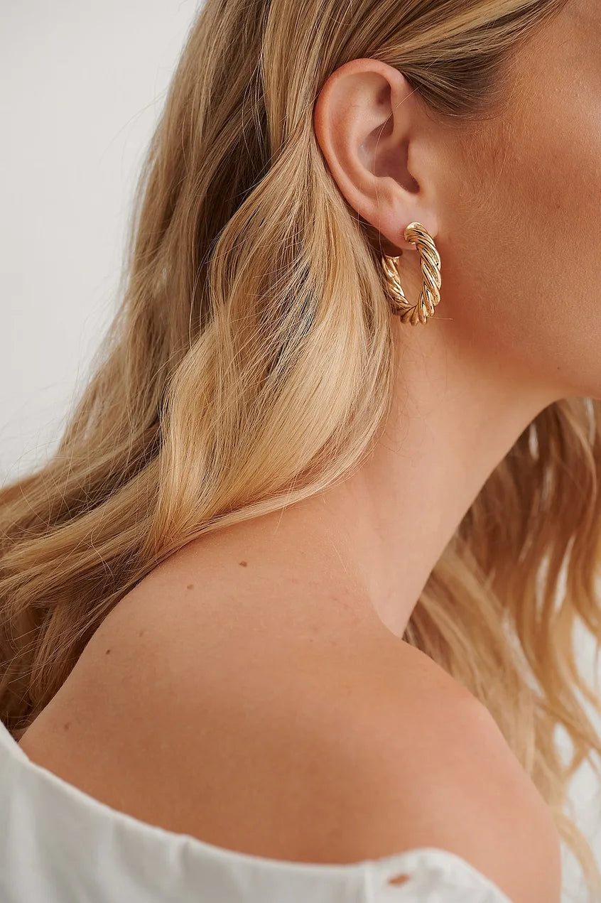 3-Pack Super Chubby Twisted Hoops Gold