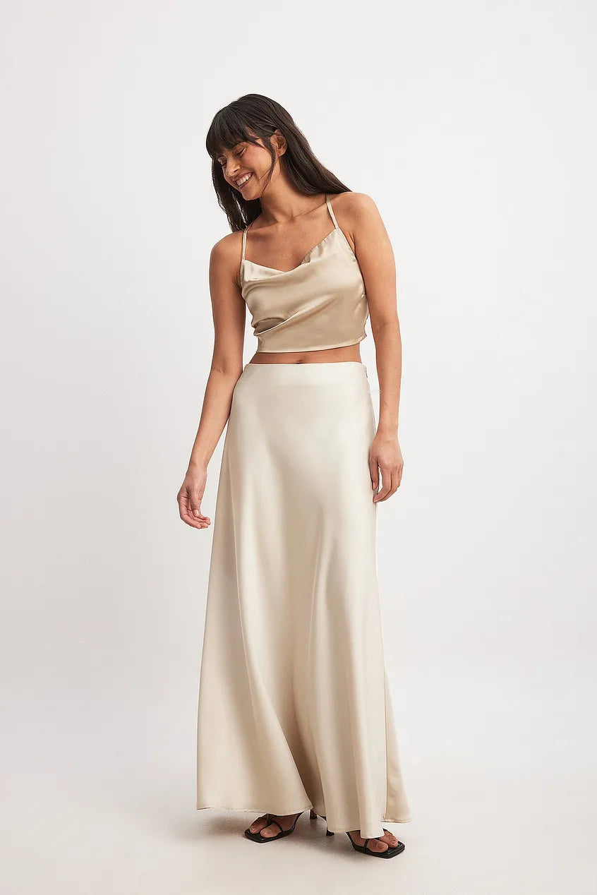 Waterfall Front Satin Singlet