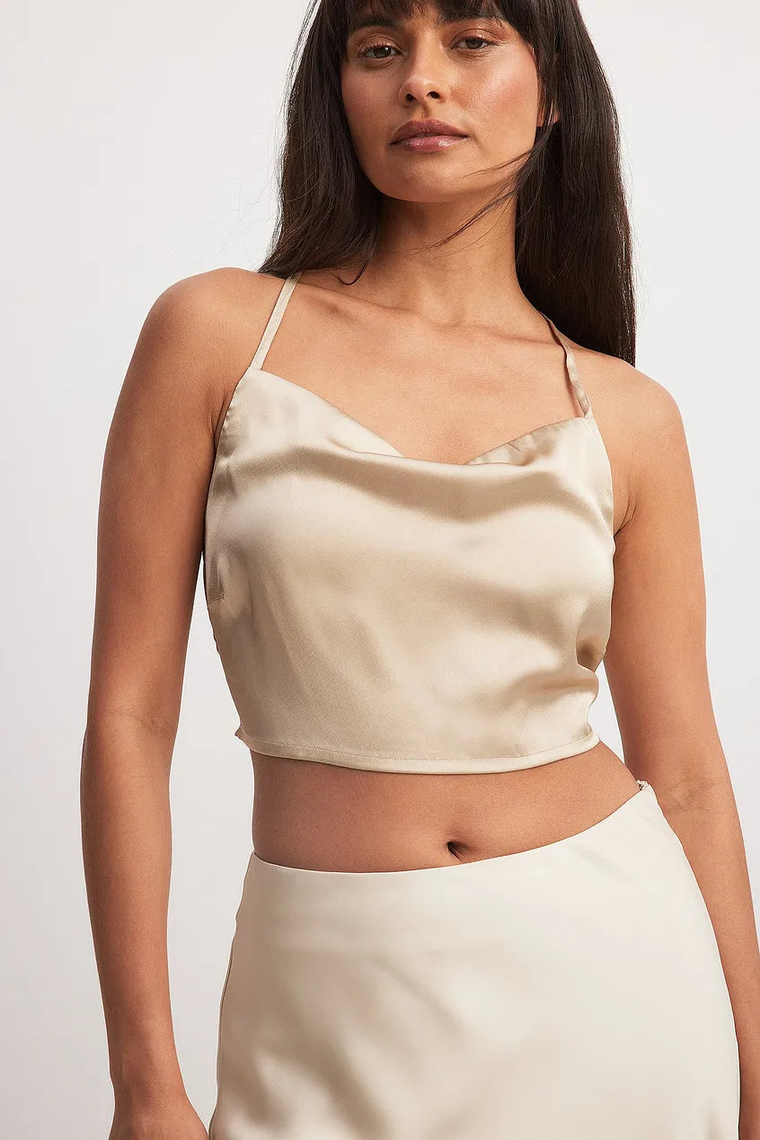 Waterfall Front Satin Singlet
