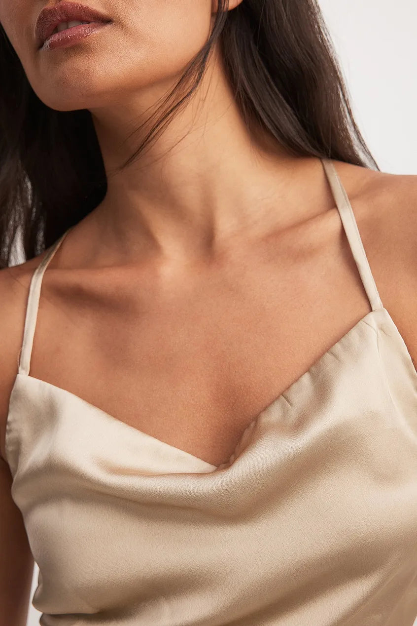 Waterfall Front Satin Singlet