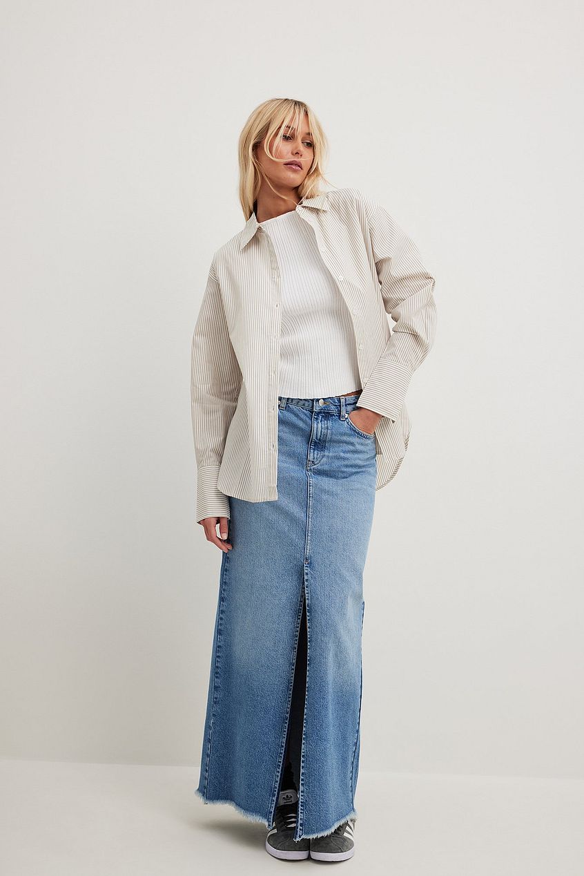 Denim Wide Maxi Skirt