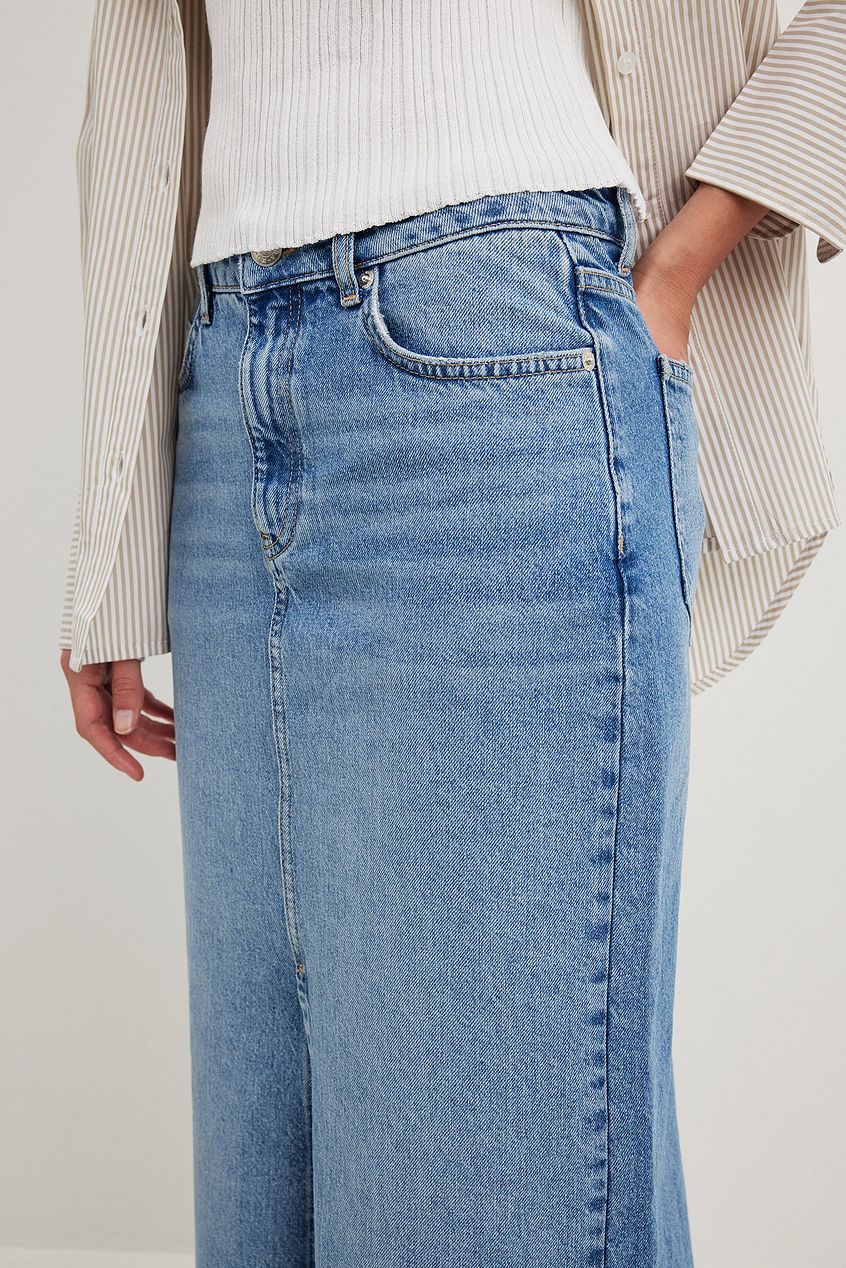 Denim Wide Maxi Skirt