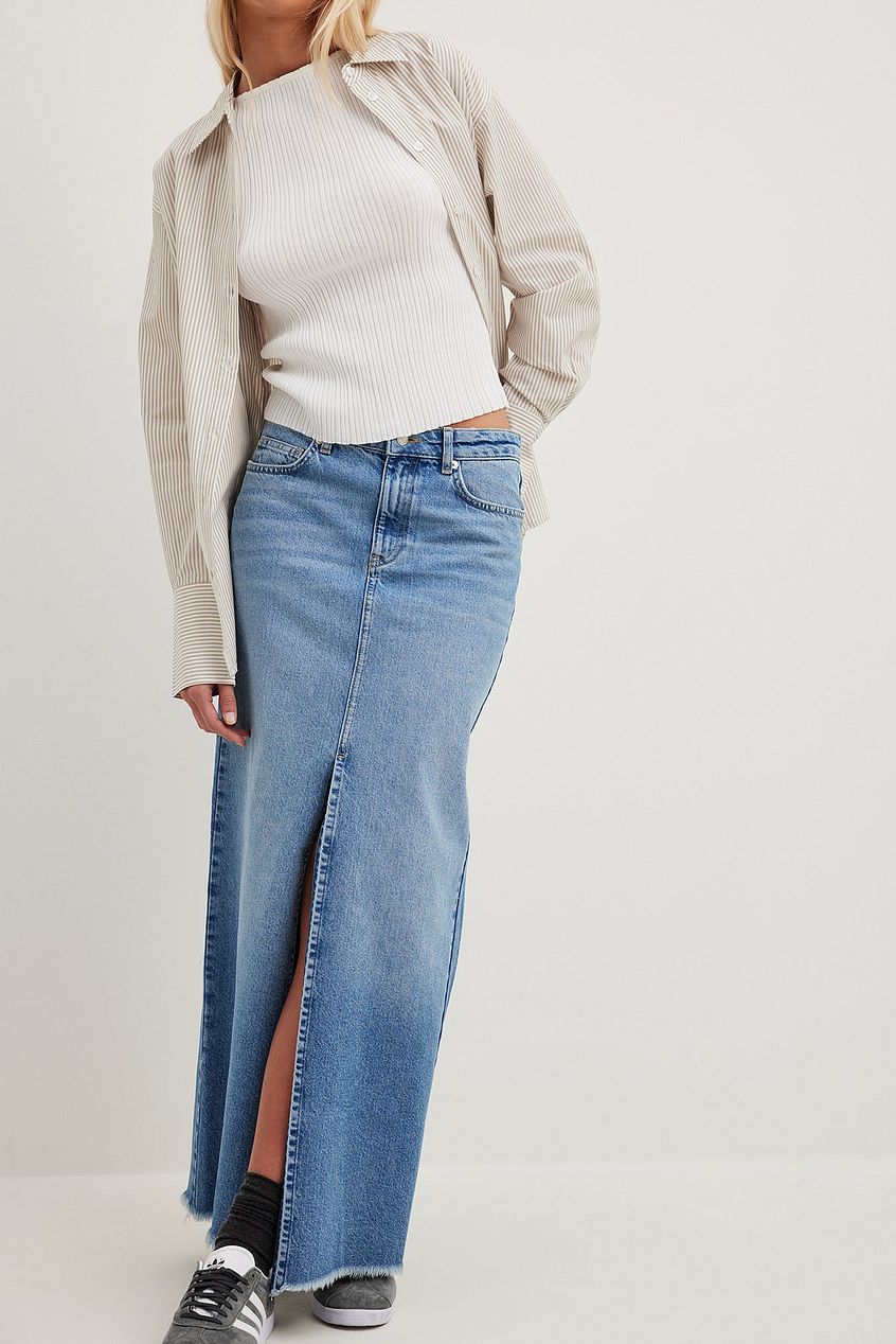Denim Wide Maxi Skirt