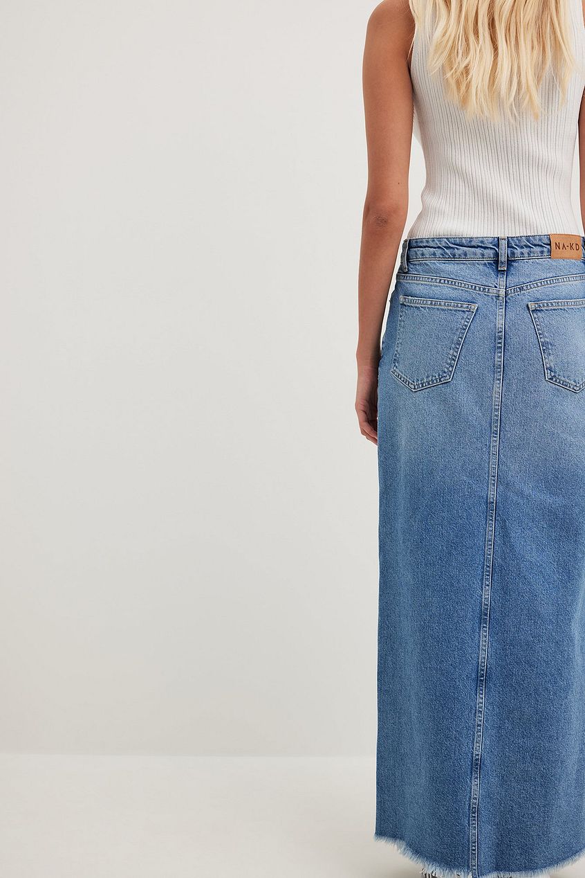 Denim Wide Maxi Skirt