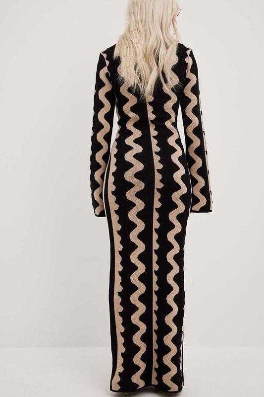 Wide Sleeve Knitted Maxi Dress