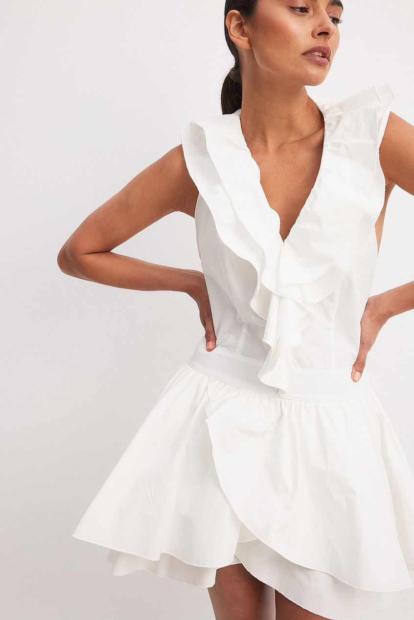 Woven Flounce Detail Mini Dress