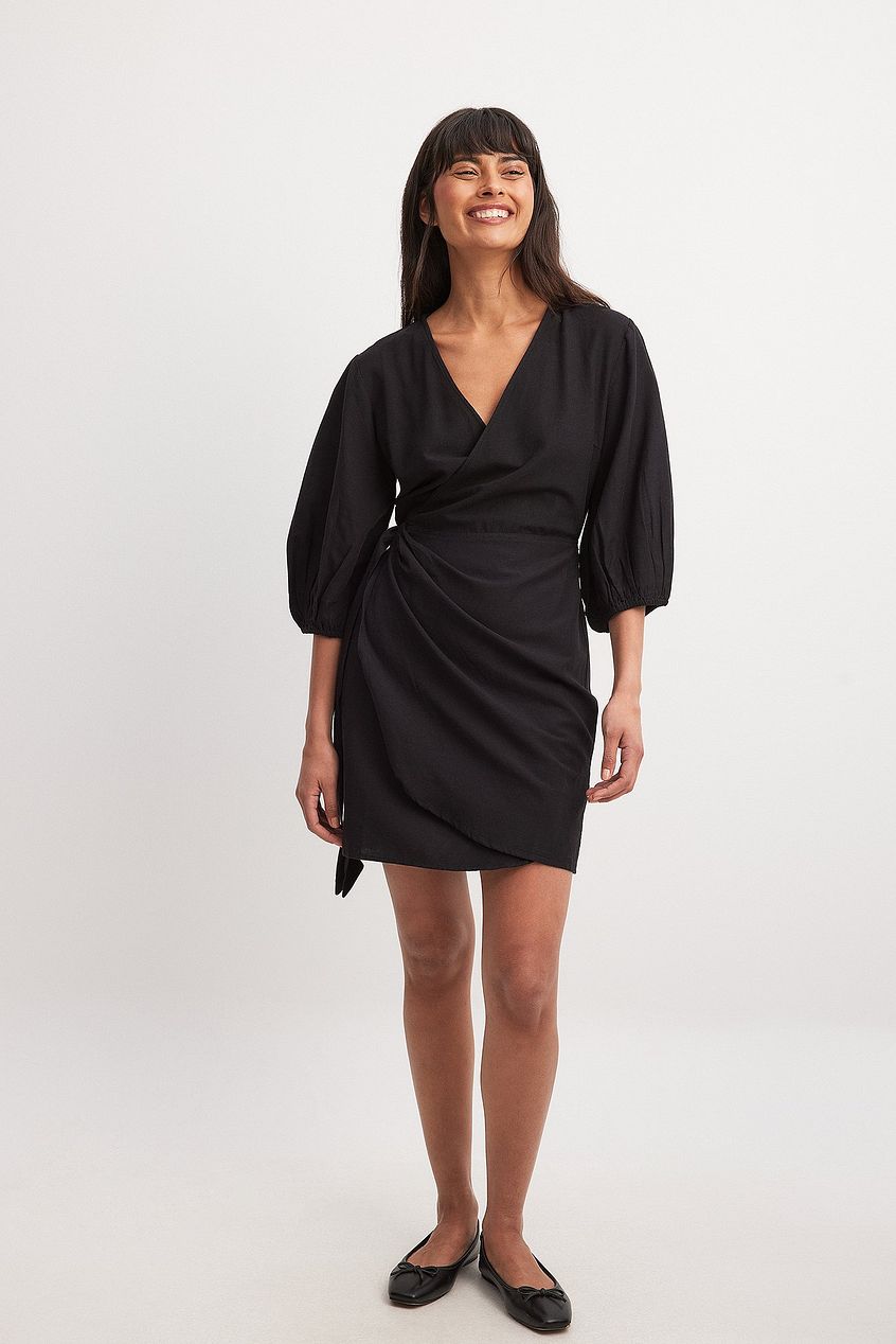 Wrapped Linen Mix Mini Dress