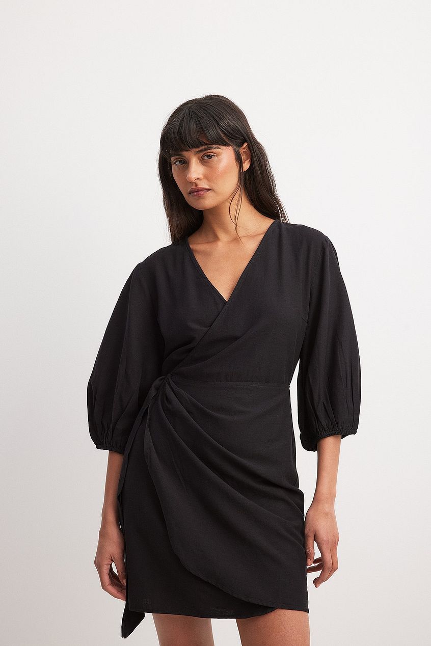 Wrapped Linen Mix Mini Dress