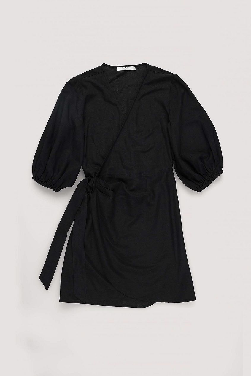 Wrapped Linen Mix Mini Dress