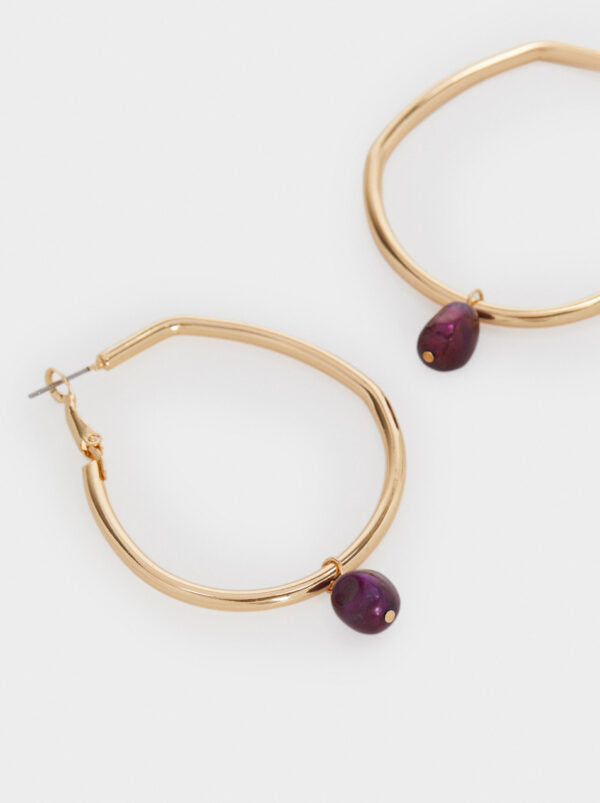 Gold Hoop Earrings With Resin Stones