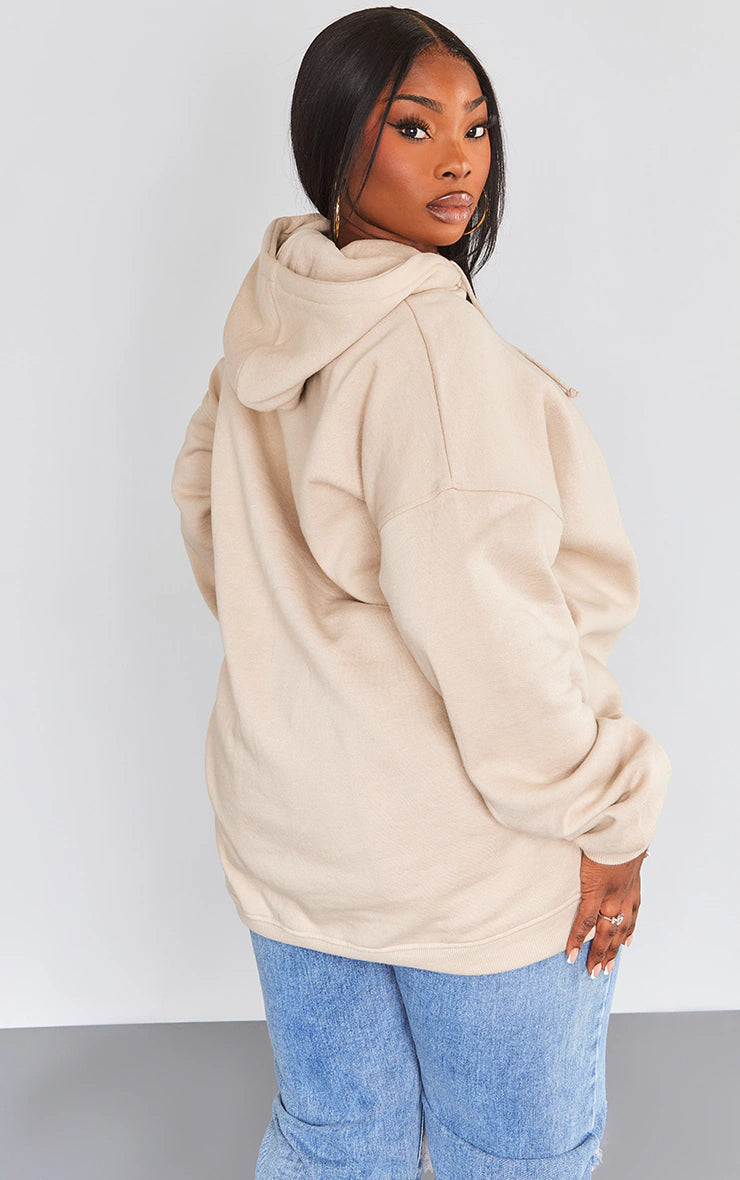 Plus Stone Washed Cross Detail Oversized Hoodie