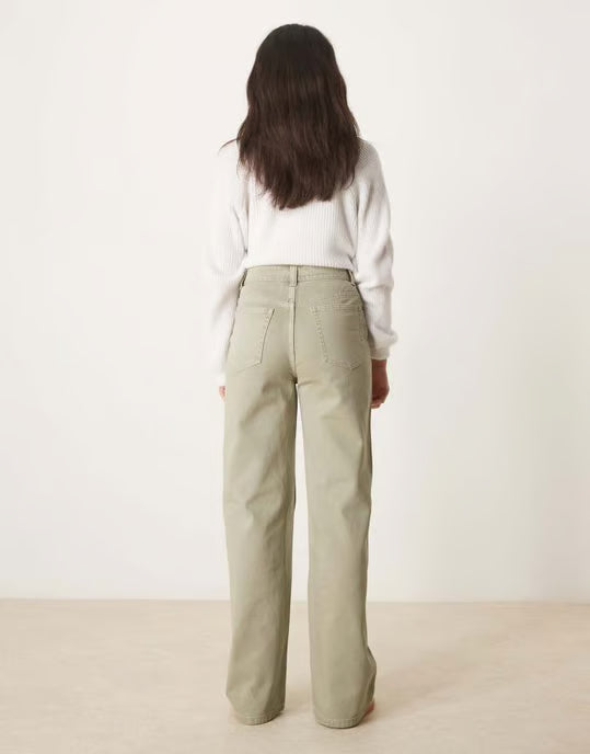 ASOS DESIGN wide leg dad jeans in khaki