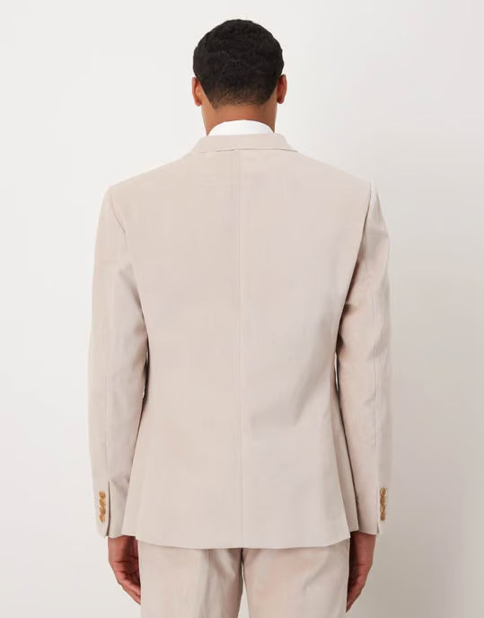 Asos Design Slim Double Breasted Suit Jacket In Stone