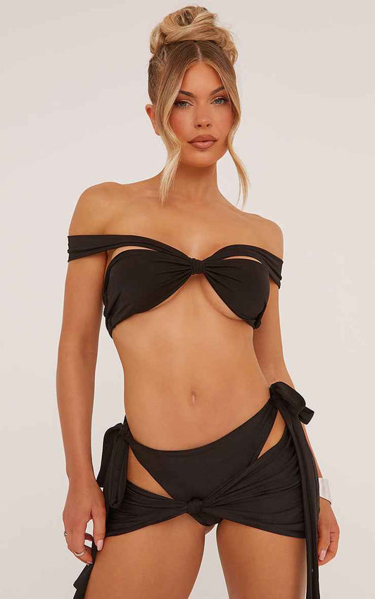 Ego - Strappy Bardot Knot Detail Bikini Top