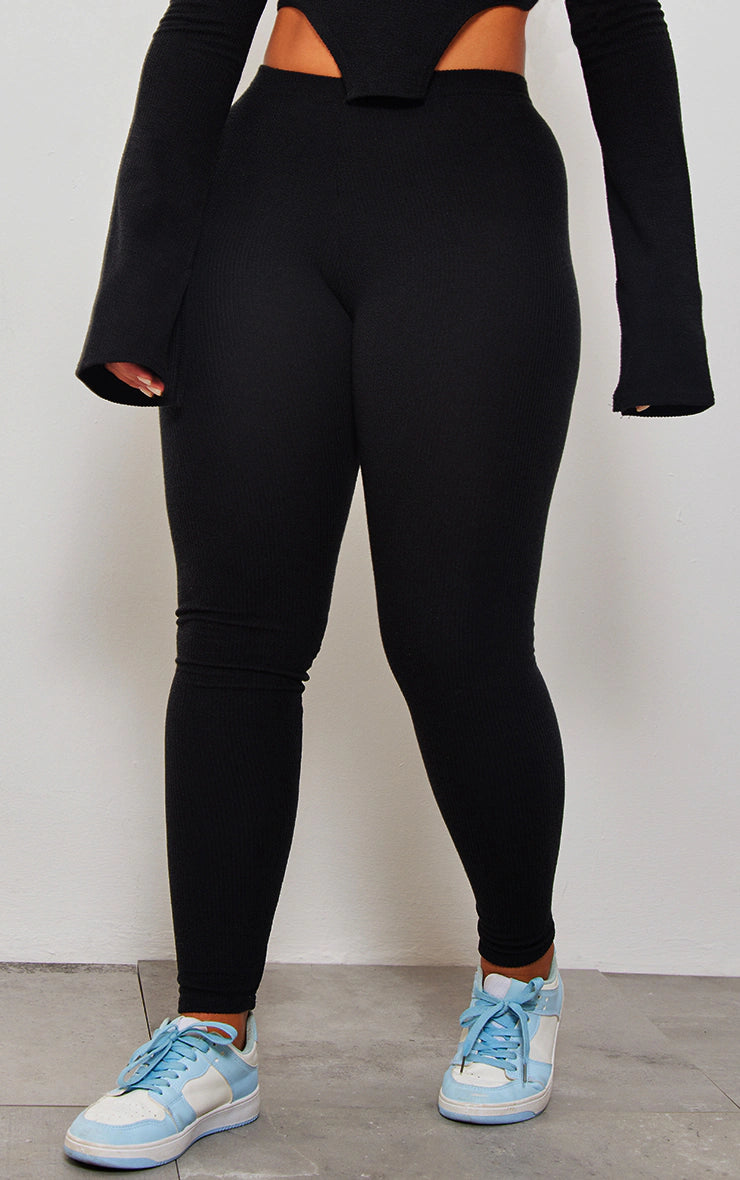 Shape Black Rib High Waisted Leggings