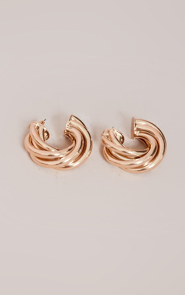 Gold Thick Chunky Twist Hoop Earrings