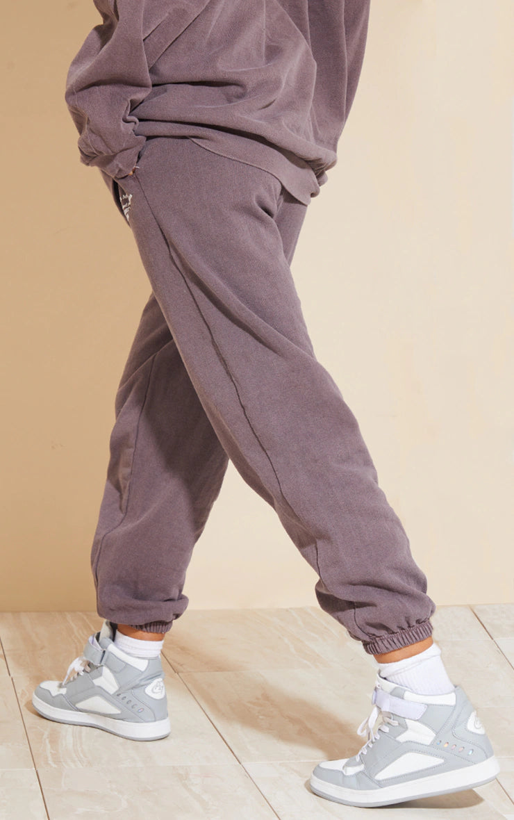 DARK BROWN SANTA MONICA WASHED EMBROIDERED SWEATPANTS