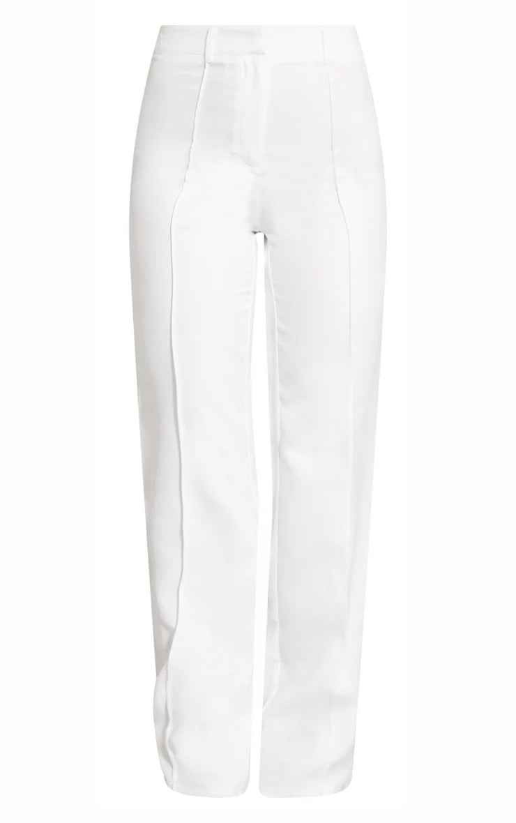 White Wide Leg High Waist Trousers