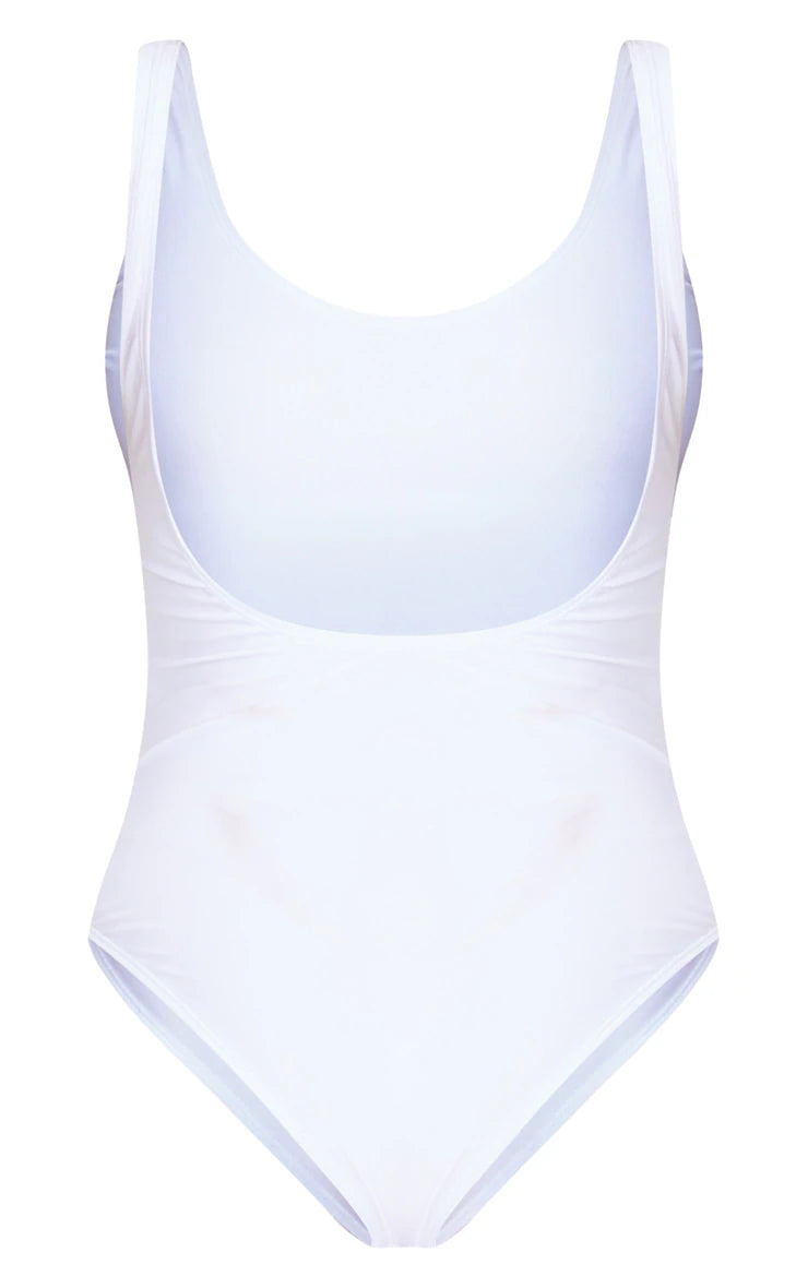 White Basic Scoop Swimsuit