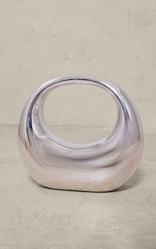 Plt - Silver Hard Smooth Curve Hand Bag