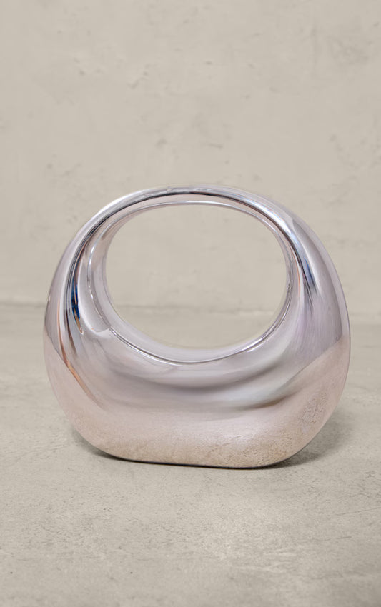 Plt - Silver Hard Smooth Curve Hand Bag