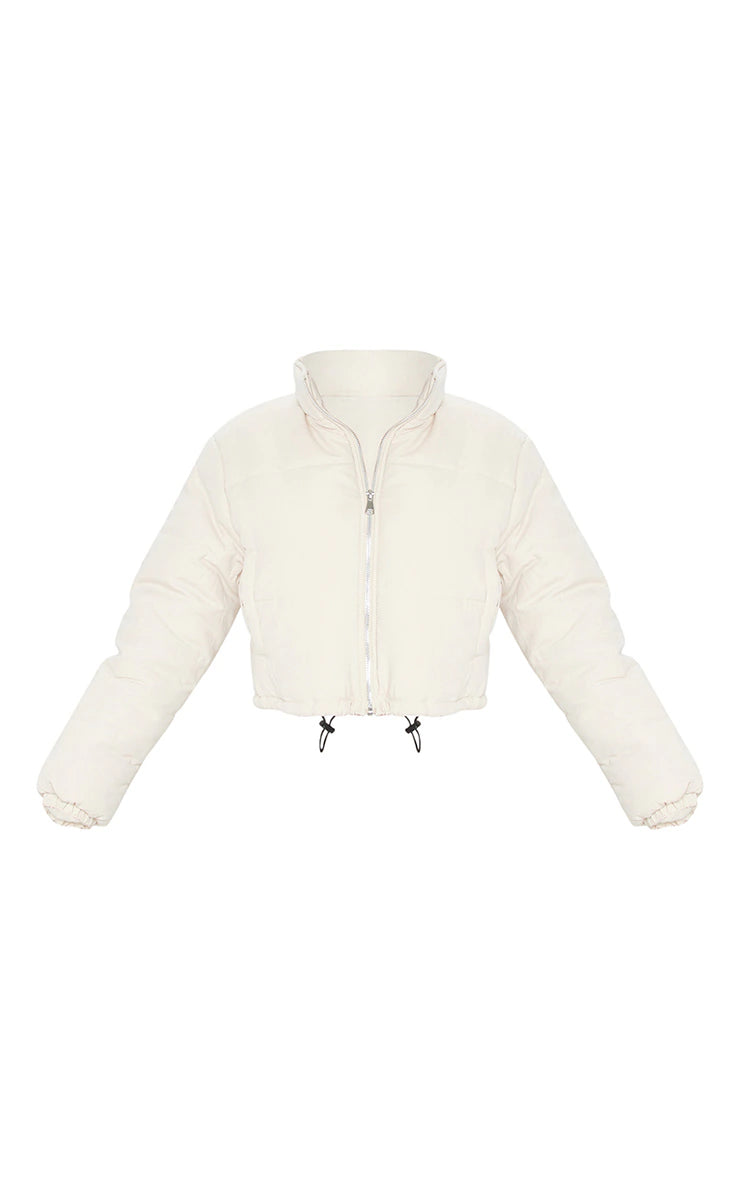 CREAM SUPER CROPPED PEACH SKIN PUFFER