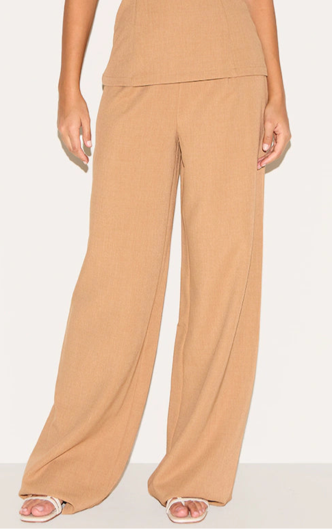 Tall Sand Mid Rise Tailored Wide Leg Trousers
